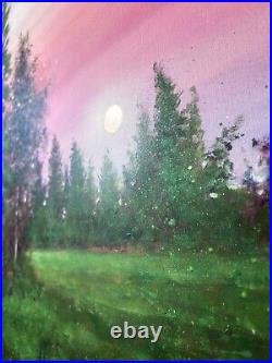 Original Forest Moonlight Painting Crimson Song By Jennifer TAYLOR