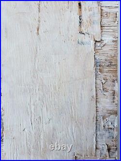 Original Minimal Textured Chiseled Painting On Reclaimed Wood By K. A. Davis