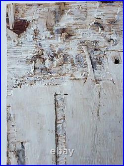 Original Minimal Textured Chiseled Painting On Reclaimed Wood By K. A. Davis