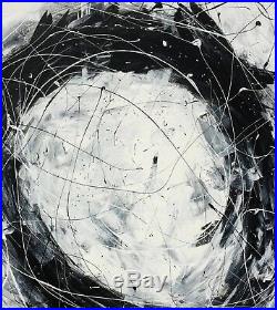 Original Modern Black White Art Contemporary Abstract Painting Dan Byl Huge 4x5