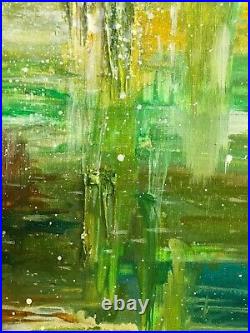 Original Painting Blue Green, White Yellow Textured Acrylic Art Canvas Waterfall