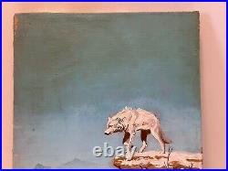 Original Painting Native American Artist Albert White White Wolf Snow Mountains