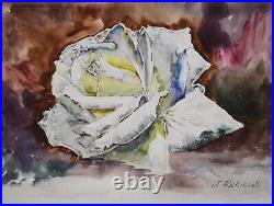 Original Painting by American Artist Rukie Jackson / White Rose Painting