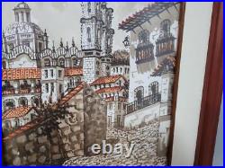 Original Signed Framed Watercolour Silver Taxco Cathedral Mexico #7