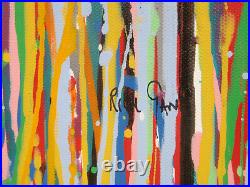 Original Very Large Abstract Modern Wall Art Drip Stripes Colour Canvas Painting