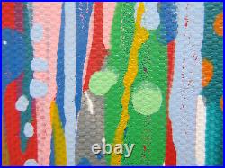 Original Very Large Abstract Modern Wall Art Drip Stripes Colour Canvas Painting