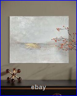 Original White Beige Painting Gallery Artist Calm landscape Gold Leaf