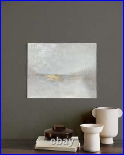 Original White Beige Painting Gallery Artist Calm landscape Gold Leaf