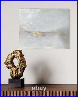 Original White Beige Painting Gallery Artist Calm landscape Gold Leaf