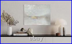 Original White Beige Painting Gallery Artist Calm landscape Gold Leaf