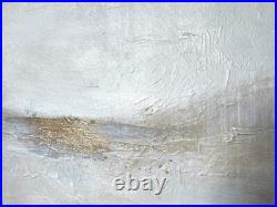 Original White Beige Painting Gallery Artist Calm landscape Gold Leaf