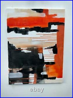 Original abstract painting tiger embrace orange white black mark marking XL