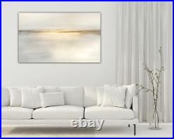 Original, hand-painted, textured abstract seascape canvas Greys/Gold/White