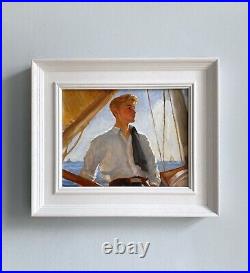Original oil painting Blond Young Man Portrait. Framed ready to hang