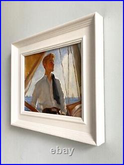 Original oil painting Blond Young Man Portrait. Framed ready to hang