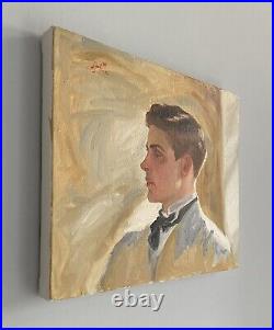 Original oil painting Edwardian style Young Man Portrait, canvas. 10x12 inches