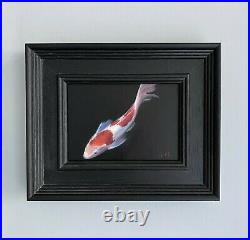 Original oil painting Koi Carp Fish #2 Minimalist Contemporary Artwork. J Smith