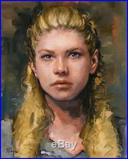 Original oil painting portrait of a young woman by UK artist j payne