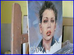 Original oil painting portrait of a young woman by UK artist j payne