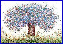 Oversize Blue Tree Painting Large Original Abstract Very Big Canvas Wall Art