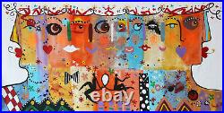 PAINTINGS # FIGURATIVE ABSTRACT ART FACES CANVAS MODERN HEADS LARGE 78 x 40