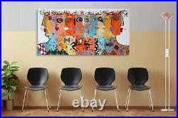 PAINTINGS # FIGURATIVE ABSTRACT ART FACES CANVAS MODERN HEADS LARGE 78 x 40