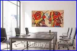 PEOPLE PAINTINGS # ABSTRACT ART FACES PAINTED CANVAS DECOR BALANCER 78 x 40