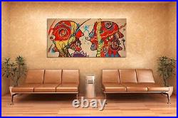 PEOPLE PAINTINGS # ABSTRACT ART FACES PAINTED CANVAS DECOR BALANCER 78 x 40