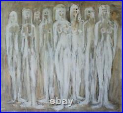 PEOPLE PAINTINGS # FIGURATIV ART WALL DESIGN CANVAS DECOR WHITE LADIES 55 x 55