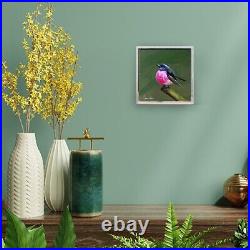 PINK BIRD Oil painting 8x8 CONTEMPORARY ART UKRAINE