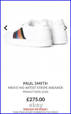 Paul Smith Ivo Artist Stripe White Premium Leather. Size UK8 BNIB RRP £275
