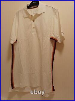 Paul Smith Mainline Polo Shirt White, Artist Stripe Webbing, Sz S BNWT New
