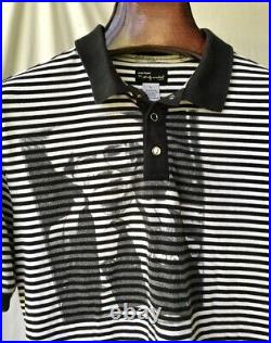 Paul frank for Andy Warhol, artist image black & white striped polo shirt, L