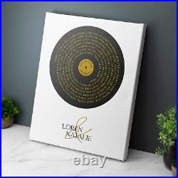 Personalised Song Lyrics Vinyl Record Canvas Wall Art LP Print Deep Frame Canvas