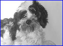 Pet Portrait Painting Dog Drawing From Your Photo Black & White Hand Drawn HJMcC