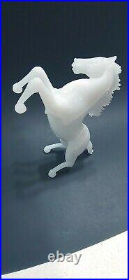 Pino Signoretto Murano Art Glass Rare White Alabastro Horse Sculpture Signed