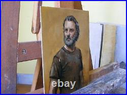 Portrait of rick grimes from the walking dead original oil painting by j payne