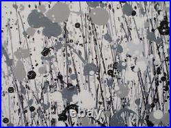 Pre-order Black & White Very Large Modern Canvas Wall Art Flower Meadow Painting