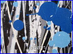 Pre-order Very Large Blue Black & White Abstract Canvas Wall Art Flower Painting