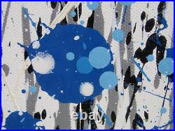 Pre-order Very Large Blue Black & White Abstract Canvas Wall Art Flower Painting