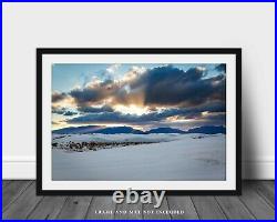 Print of Sunbeams Over Mountains at White Sands National Park New Mexico