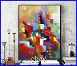 Prints, Posters, Canvas Purple Red Orange Colorful Large Abstract Pop Art