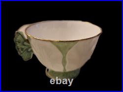 Rare Butterfly Handle Ansley Art Deco Green & White Trio Tea Set Estate Pieces