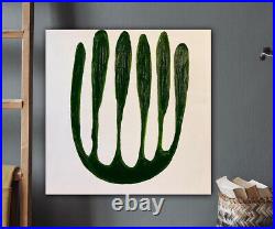 Rare Eferi Plant Dark Green And White Oil Painting On Canvas 40 X 40cm In Oka