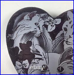 Rare Fenton Kelsey / Bomkamp Artist Proof Sand Carved Cats On Purple Heart Dish