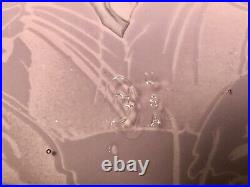 Rare Fenton Kelsey / Bomkamp Artist Proof Sand Carved Cats On Purple Heart Dish