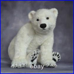 Realistic white polar bear Aho author's teddy movable collectible 24 in OOAK