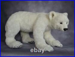 Realistic white polar bear Aho author's teddy movable collectible 24 in OOAK