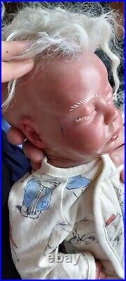 Reborn Baby Doll With White Mohair And White Eyelashes