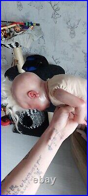 Reborn Baby Doll With White Mohair And White Eyelashes